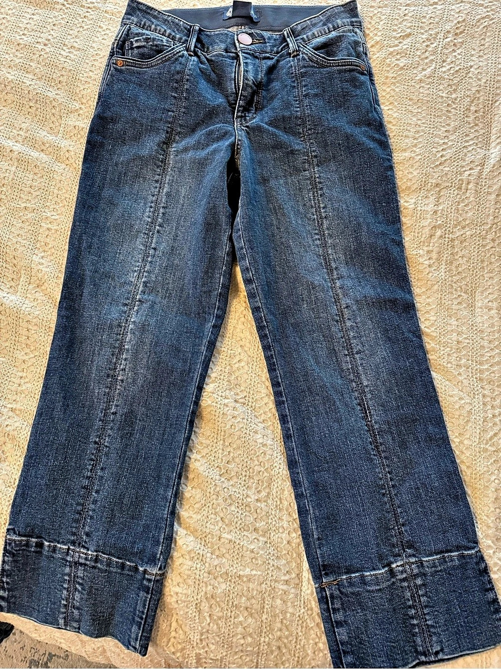 Democracy Ab Solution High Rise Center Seam Kick Flare Jeans with Slit Hem Kick